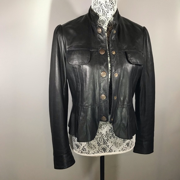 D.2.K soft leather jacket with pleated hem - Picture 1 of 8